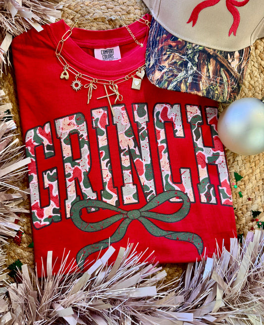 Grinch Camo Bow Tee/Long Sleeve