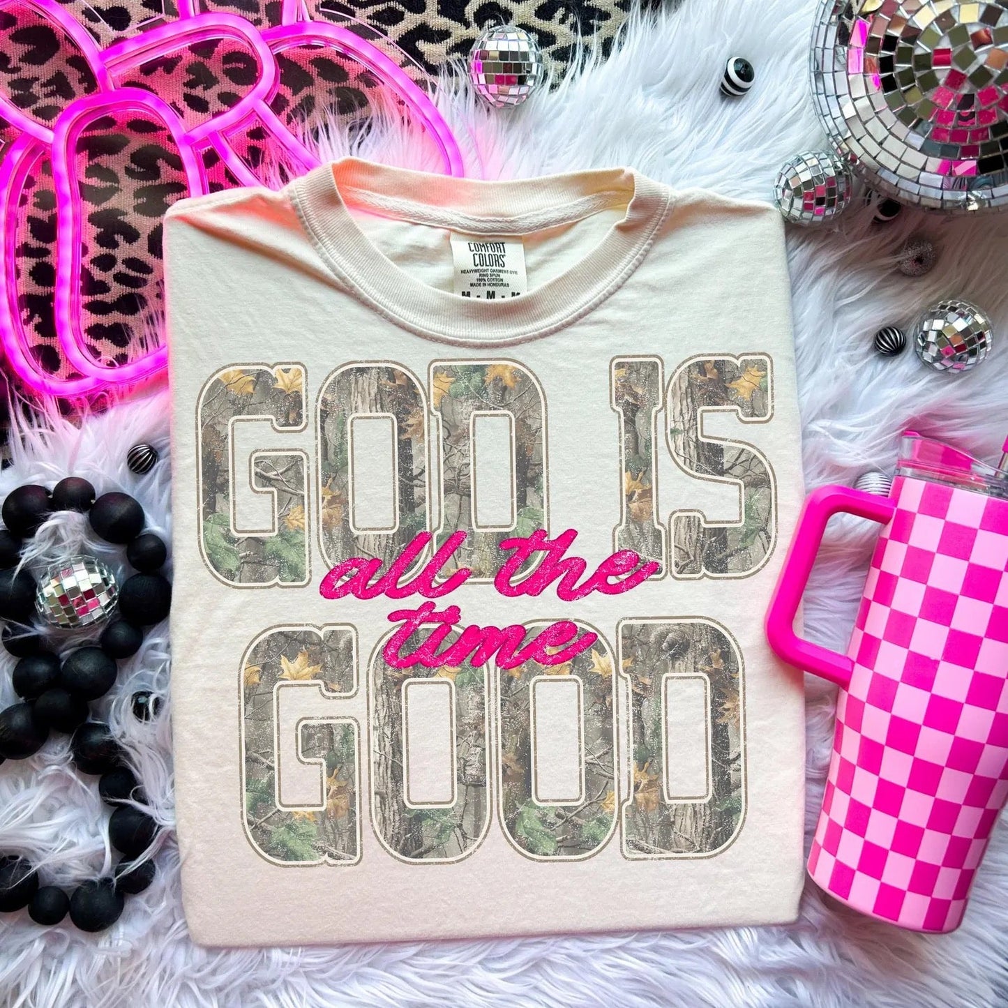 God Is Good All The Time Tee | Camo Graphic Shirt | Christian Country Tee | Western Faith Shirt | Comfort Colors Graphic Tee