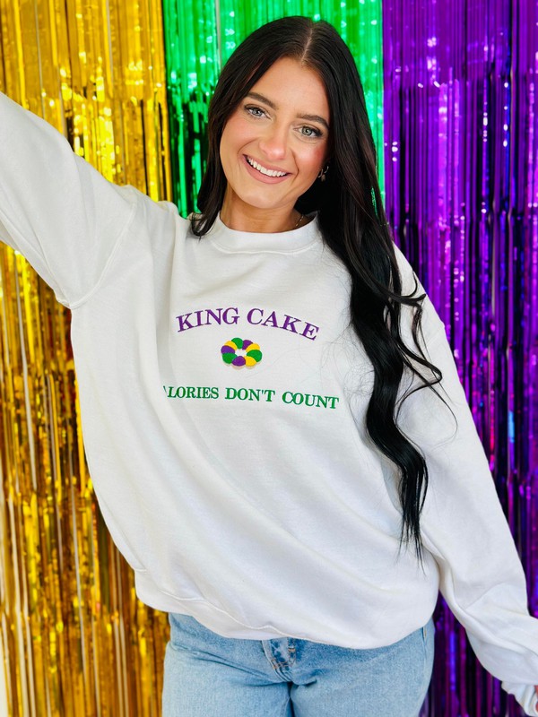 King Cake Calories Embroidery Sweatshirt