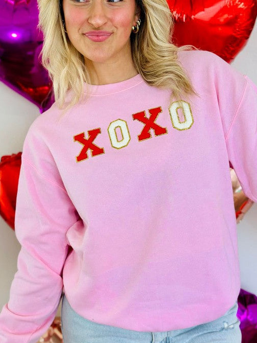 XOXO Chenille Patch Valentine's Day Sweatshirt