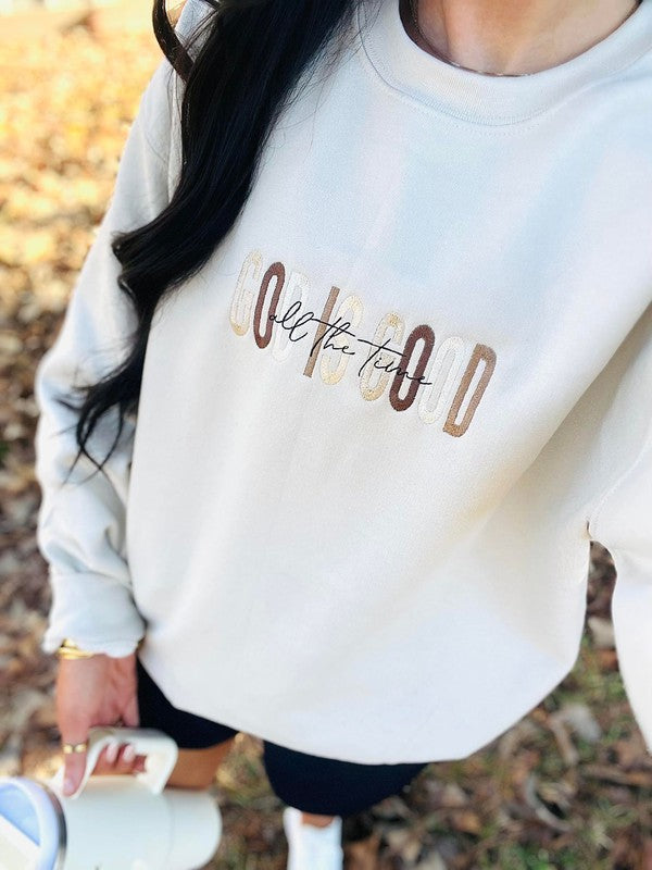 God Is Good Neutral Multi Embroidered Sweatshirt