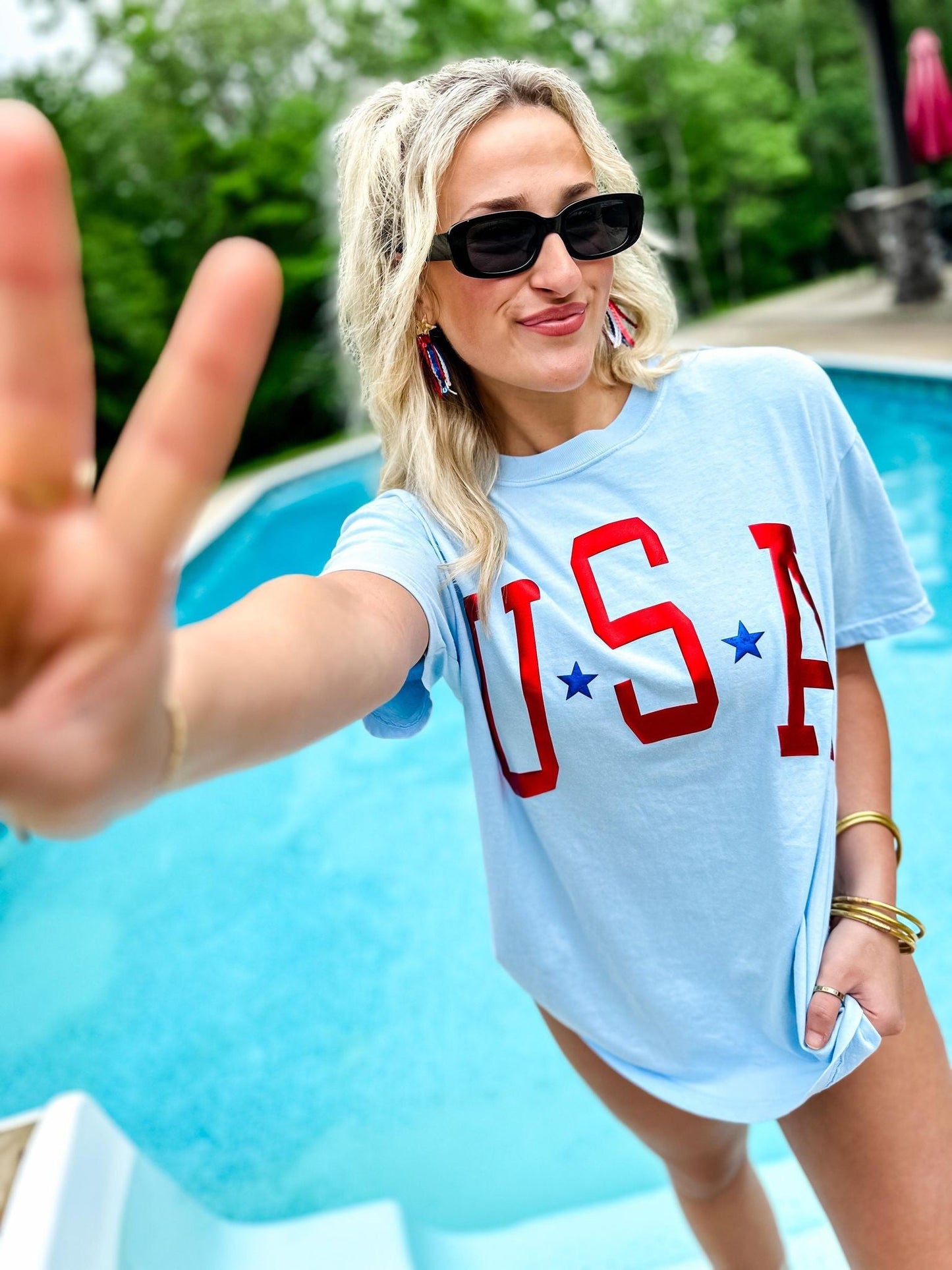 Metal Puff USA Stars Varsity Curved Tee