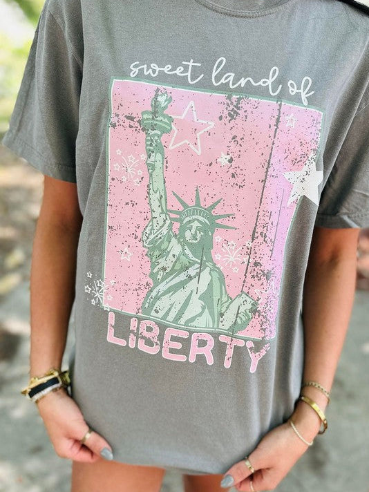 Sweet Land Of Liberty Pink DTF Tee