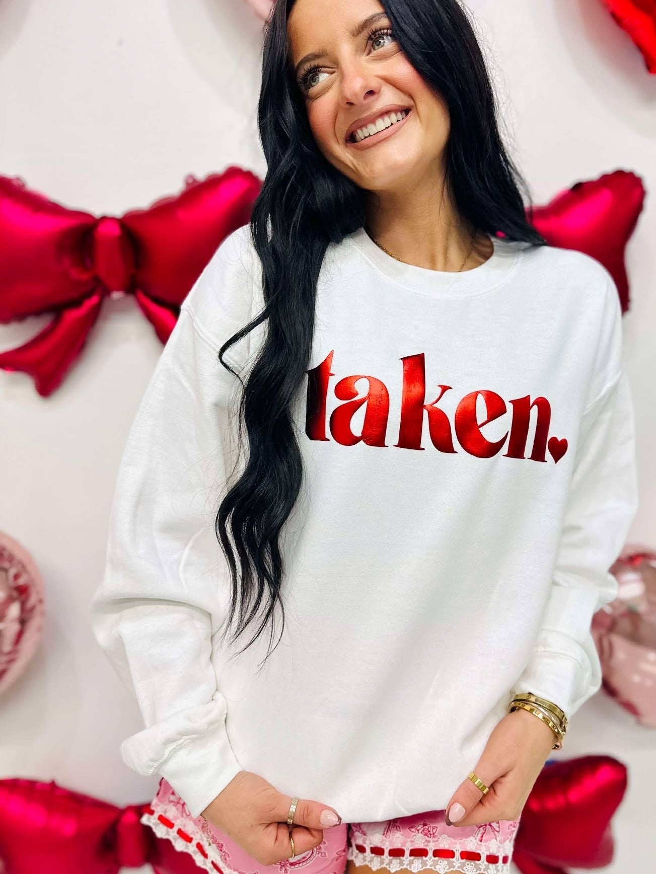 Taken Heart Simple Metallic Puff Sweatshirt