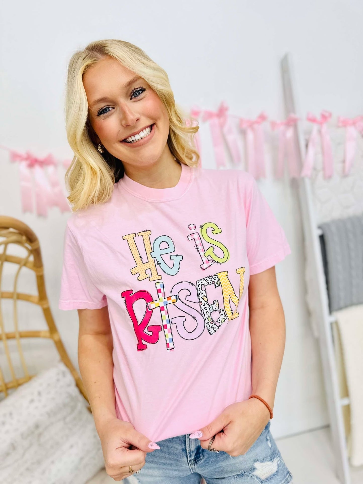 He Is Risen Easter Patchwork DTF Design