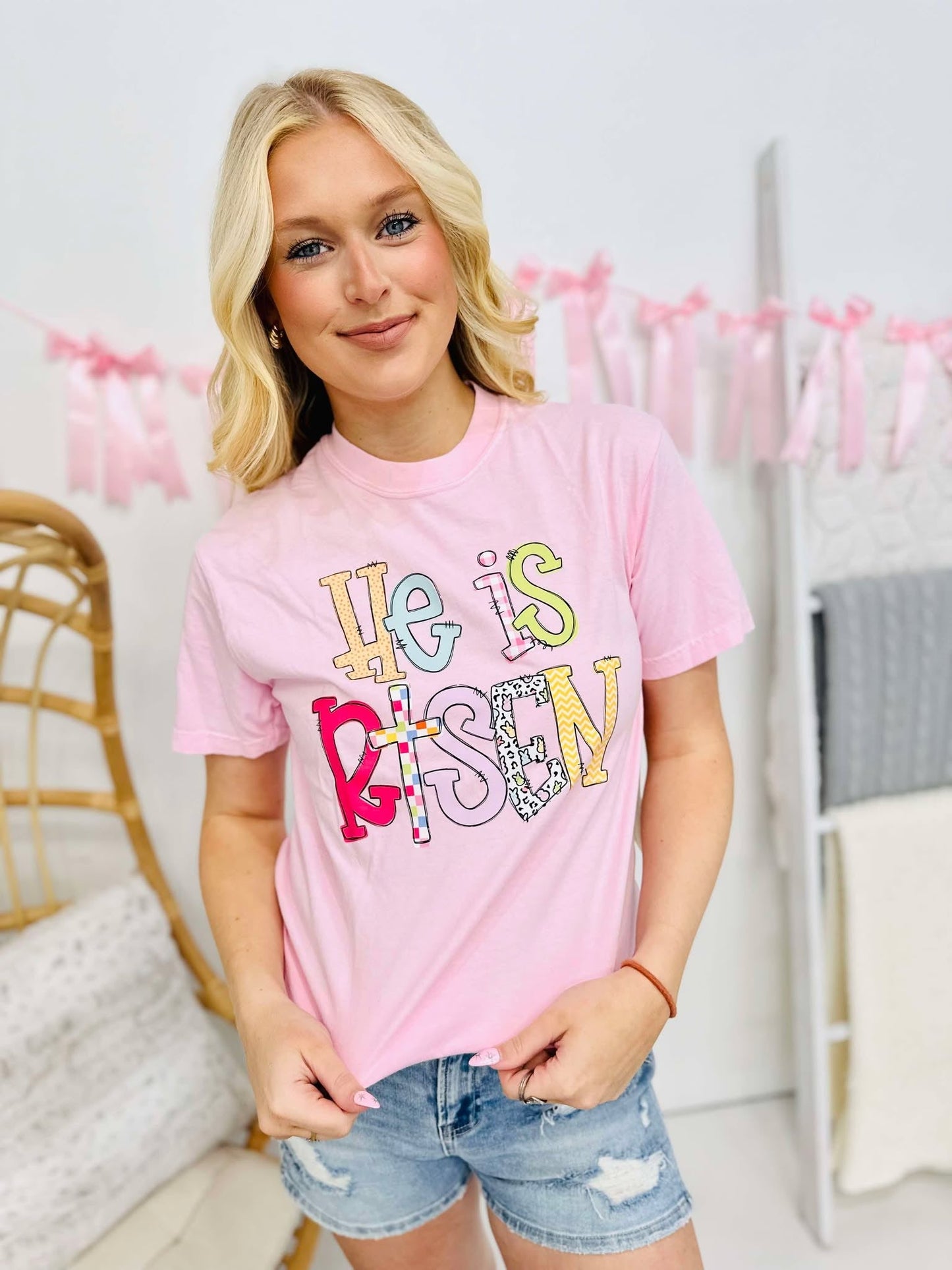 He Is Risen Easter Patchwork DTF Design