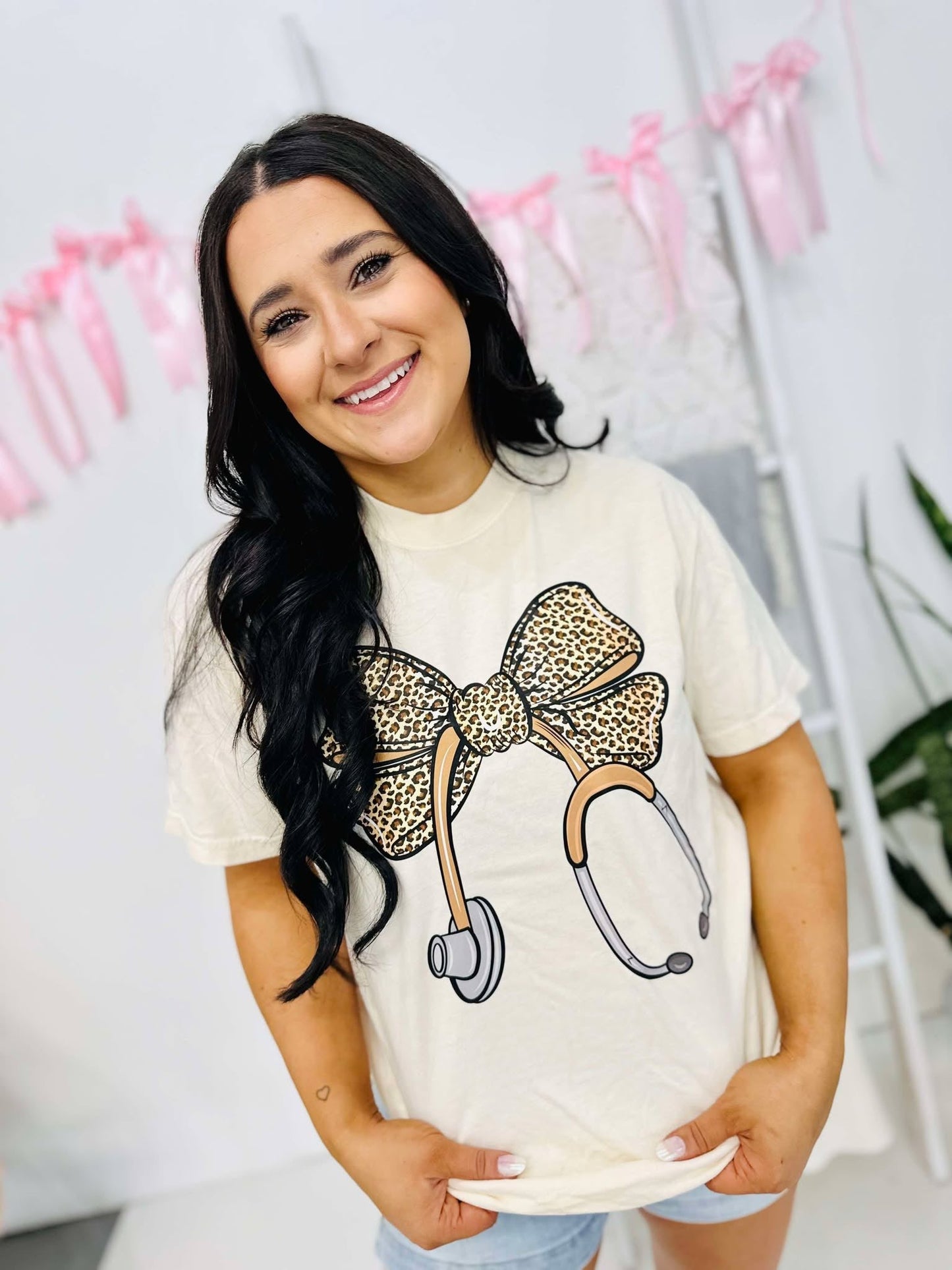 Leopard Stethoscope Bow DTF Design