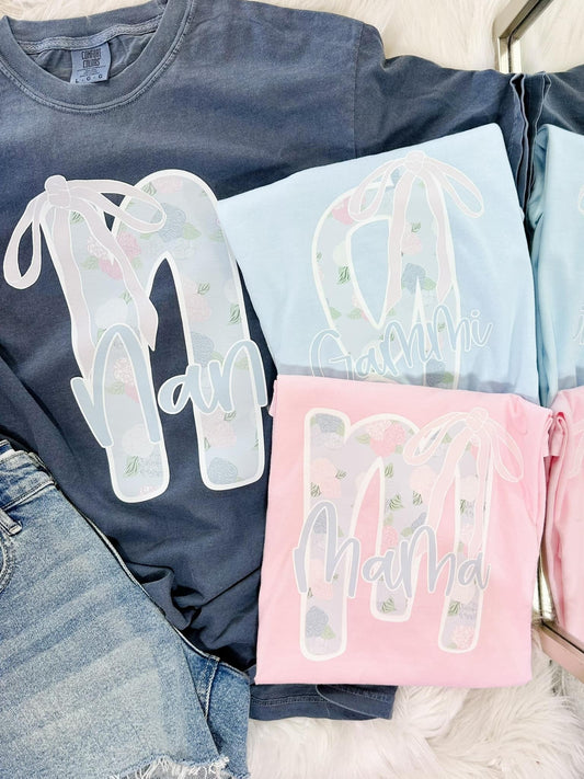 Custom Hydrangea Bow Letter Name DTF Top