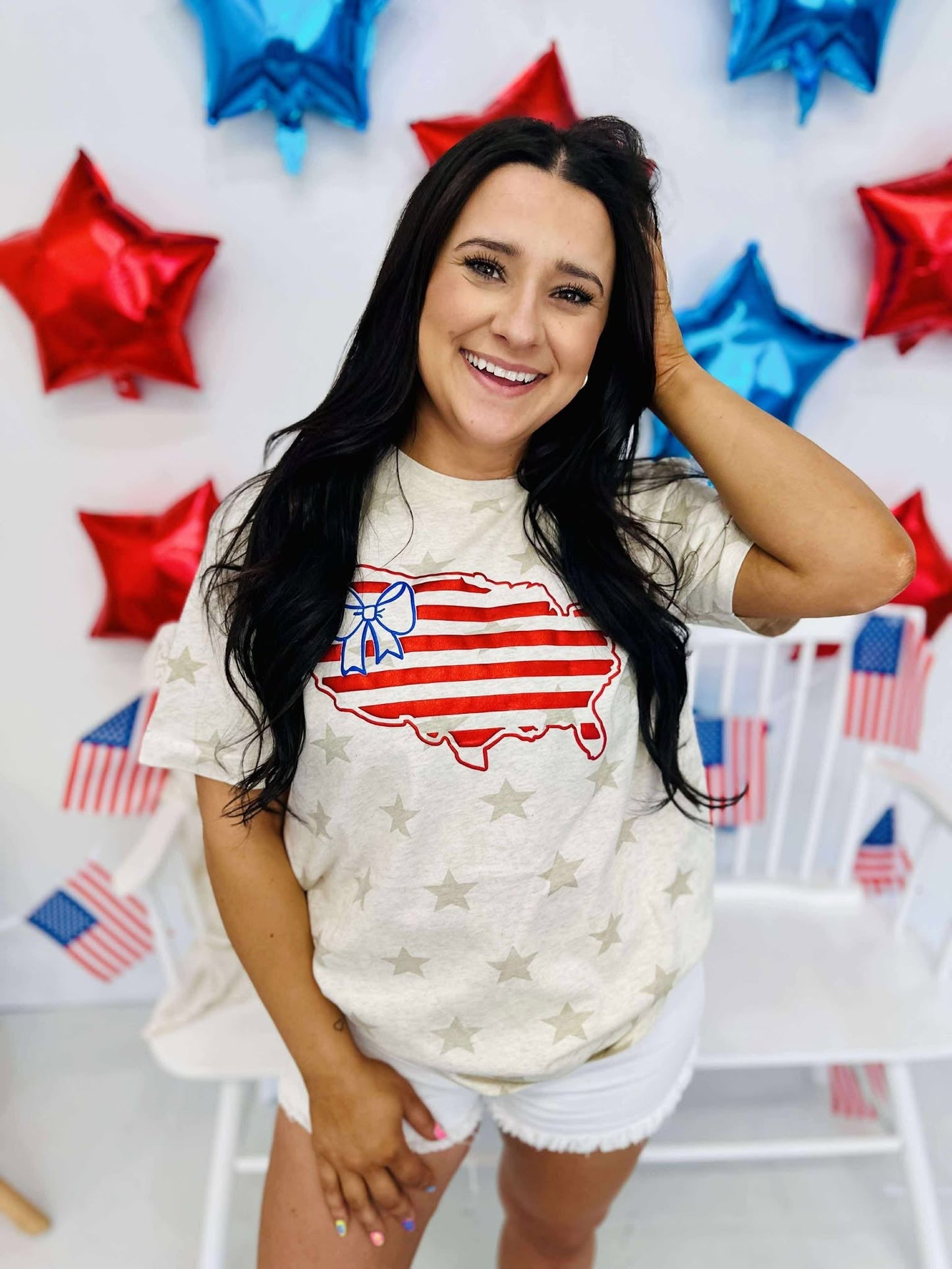 Fourth Of July America Puff Flag Graphic Design