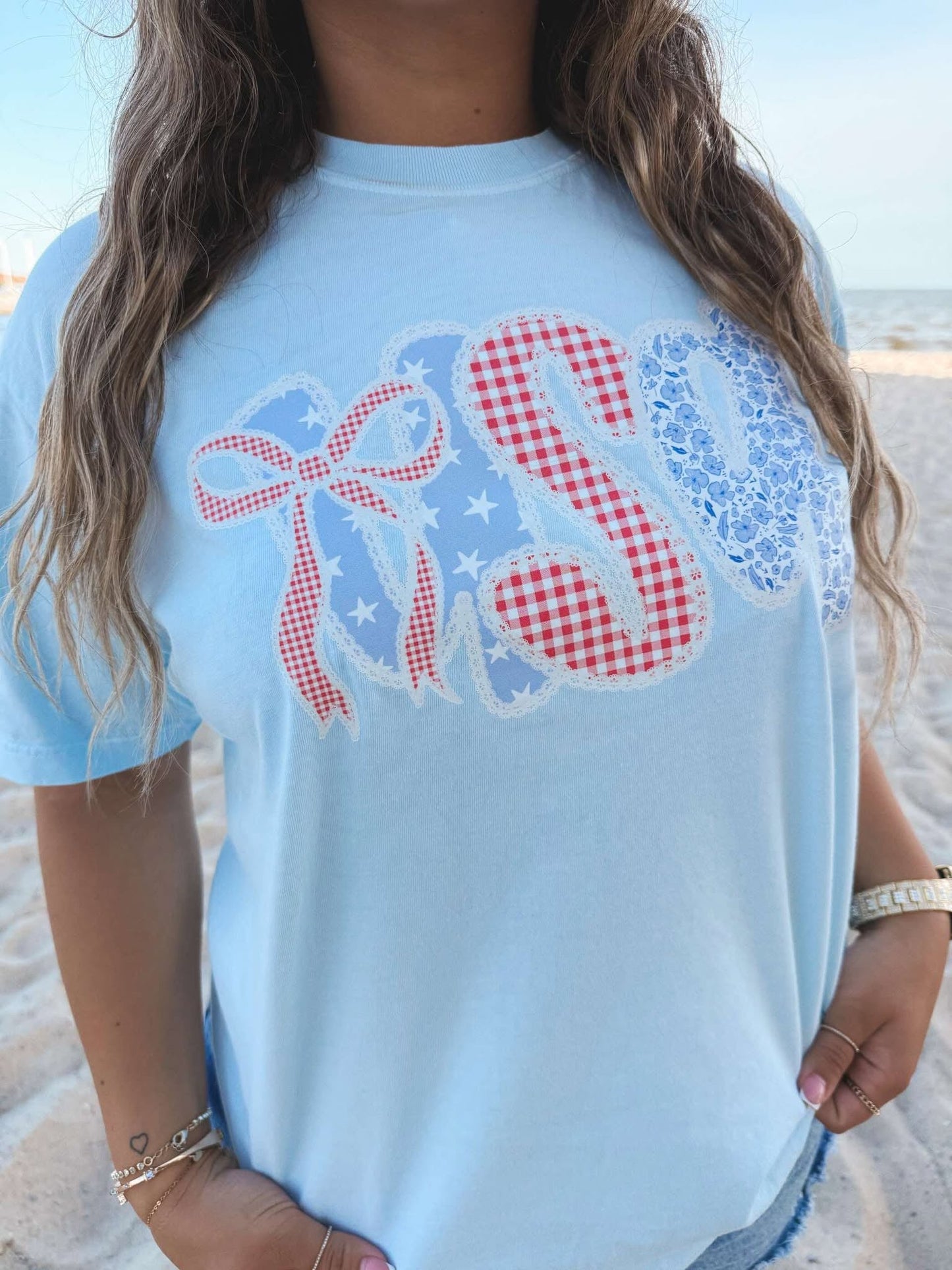 USA Lace Trim Patriotic DTF Graphic