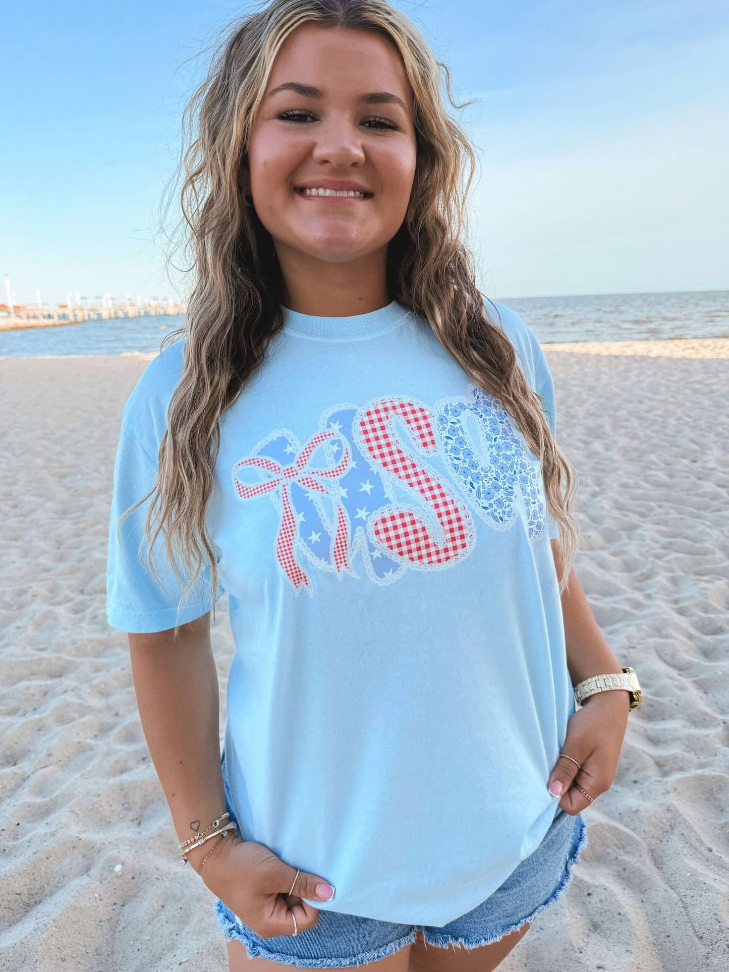 USA Lace Trim Patriotic DTF Graphic