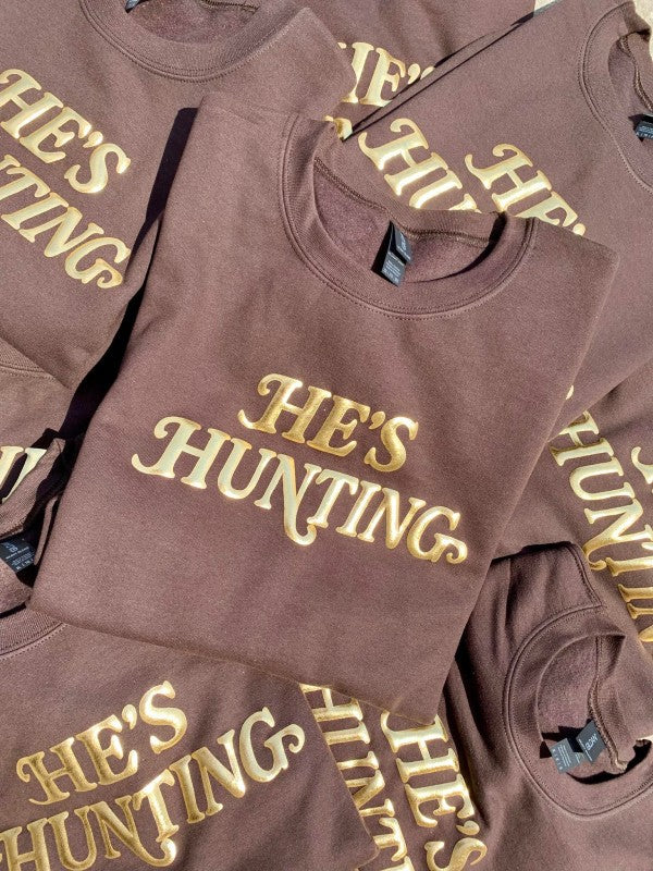 He's Hunting Metallic Puff Graphic Design