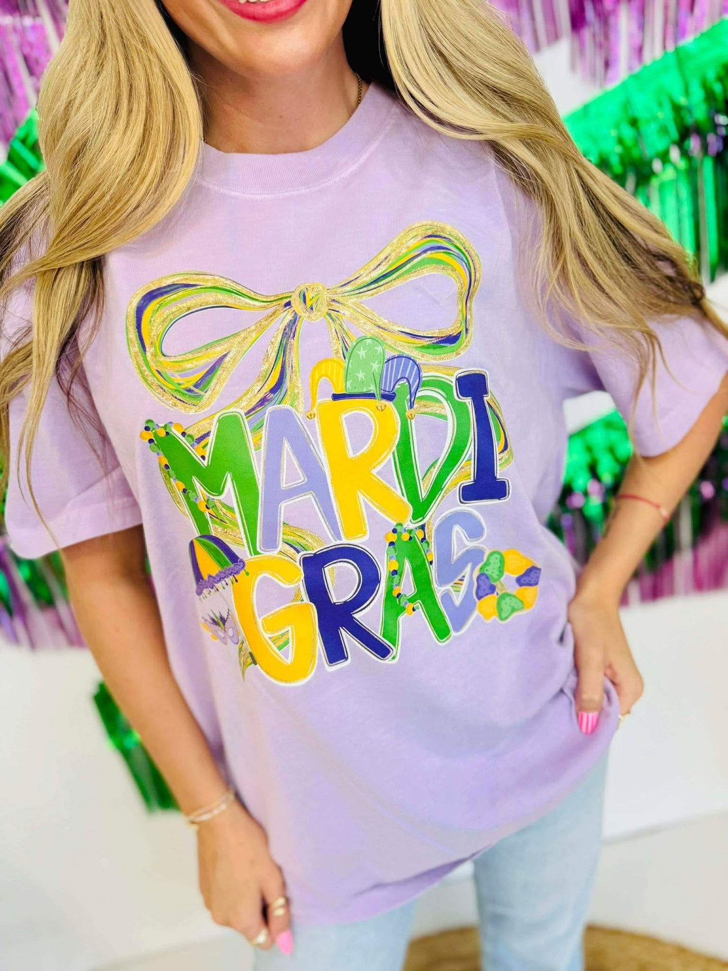 Mardi Gras Jester Bow DTF Tee