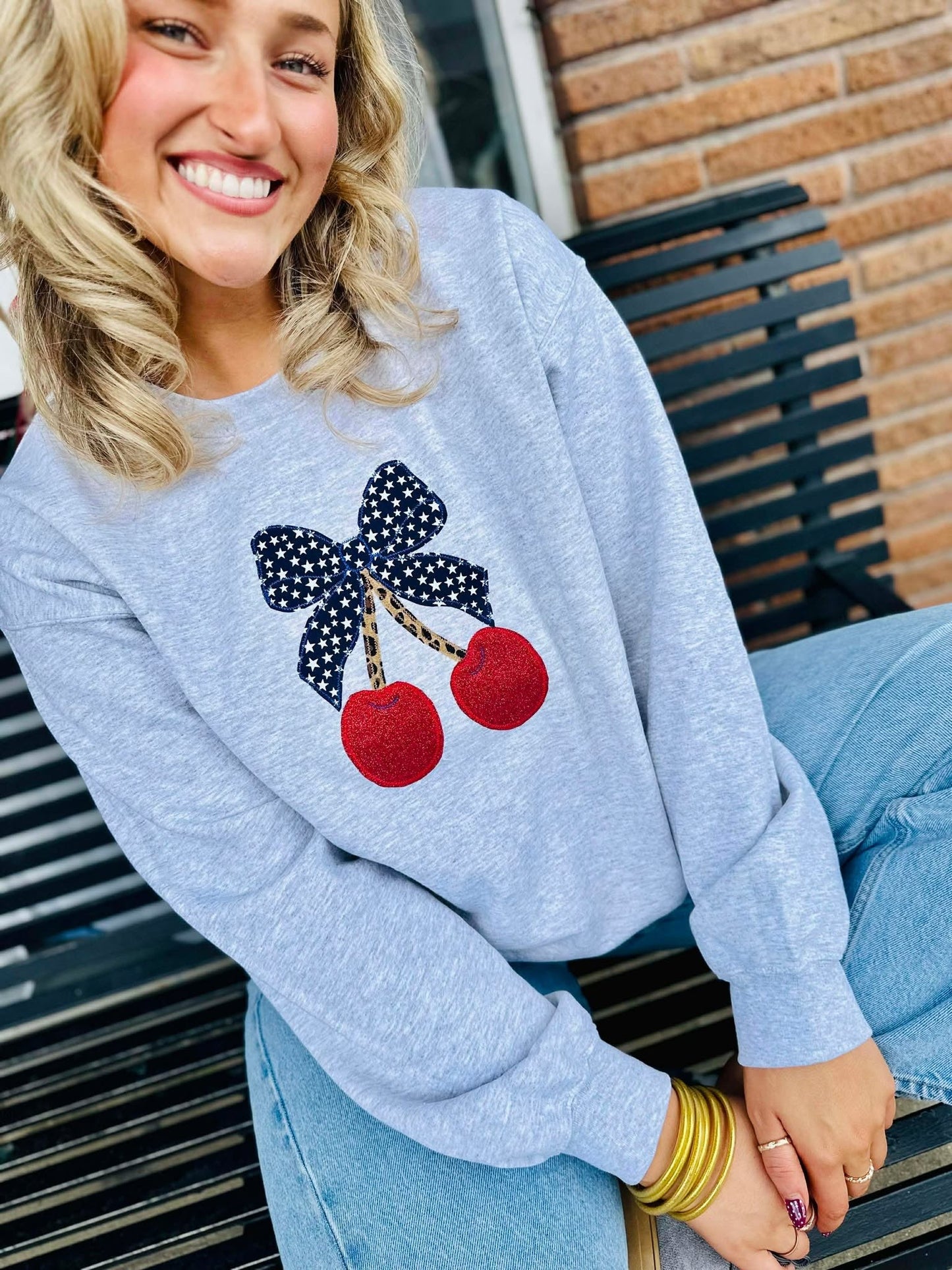 American Cherries Applique Sweatshirt