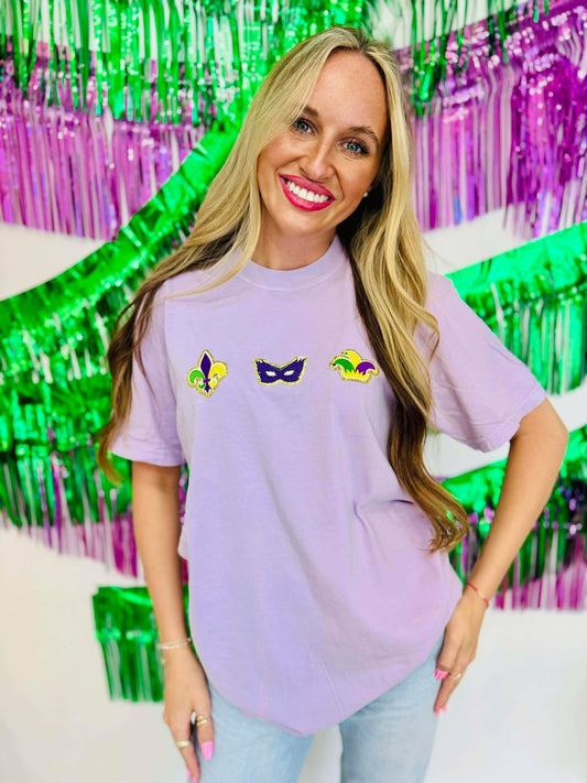 Mardi Gras Trinket Trio Chenille Patch Tee
