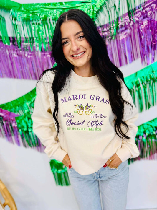 Mardi Gras Social Club Embroidered Sweatshirt
