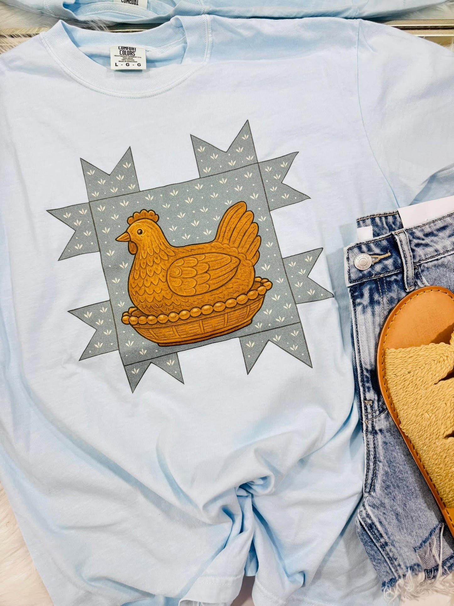 Antique Chicken Butter Dish DTF Graphic Top