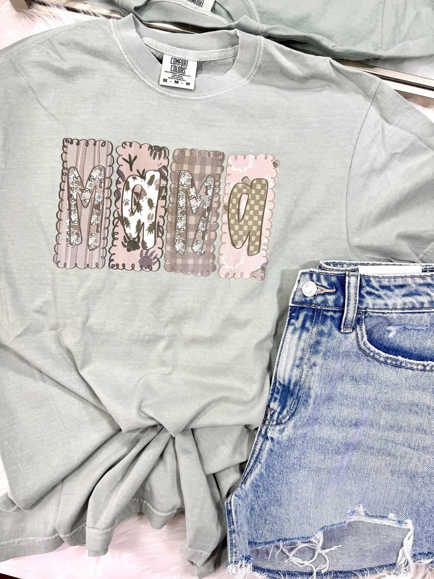 Mama Hunting Patchwork DTF Tee