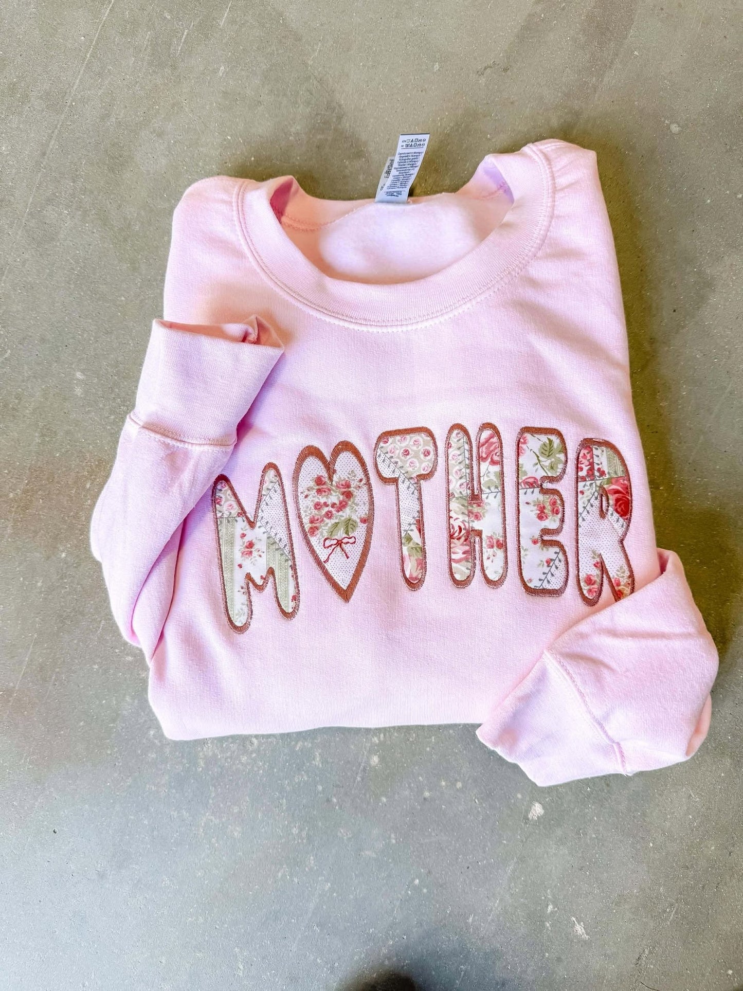 Mother Floral Pink Applique Apparel