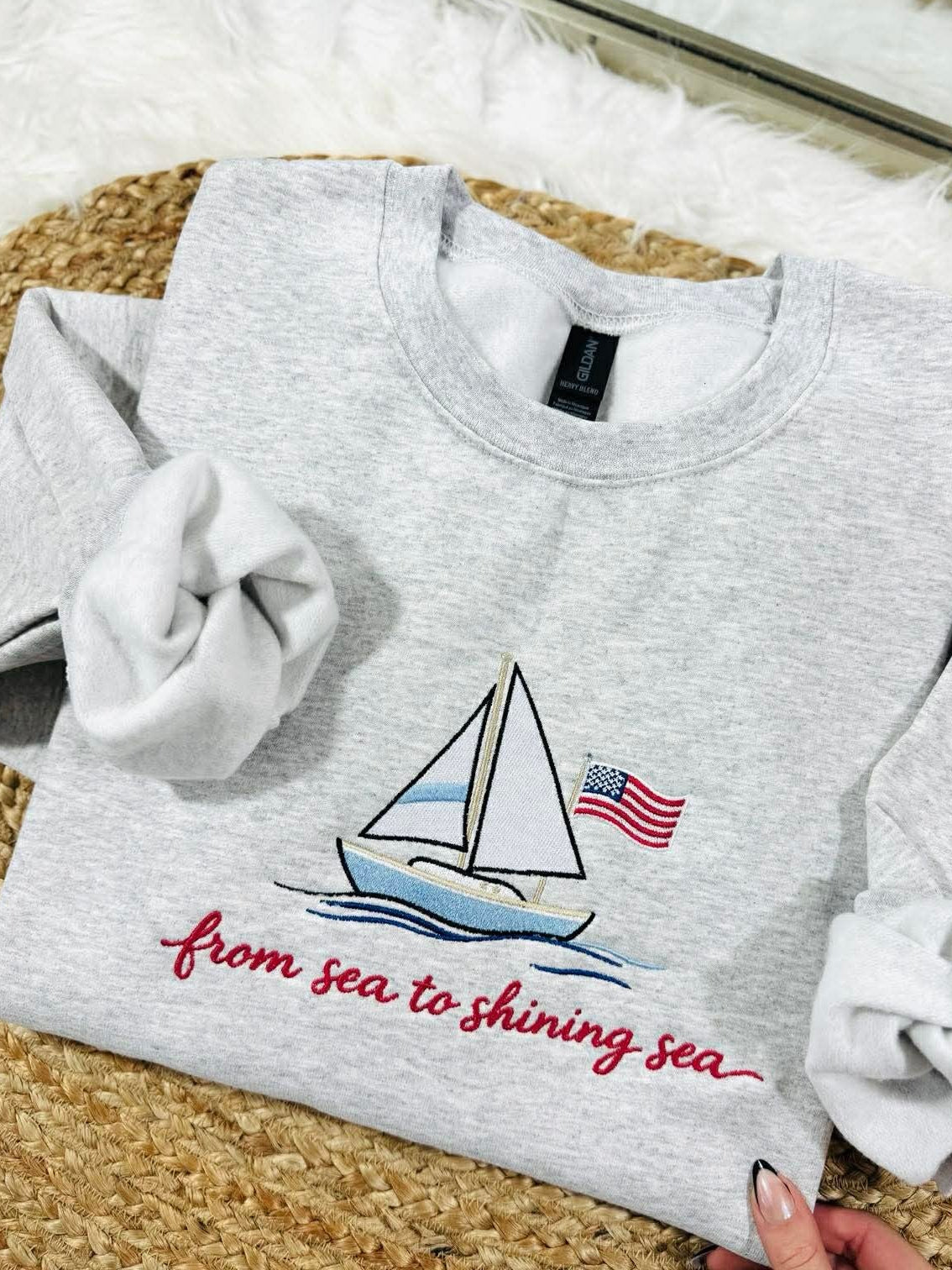 Sea to Shining Sea Sailing Boat USA July55 Embroidery