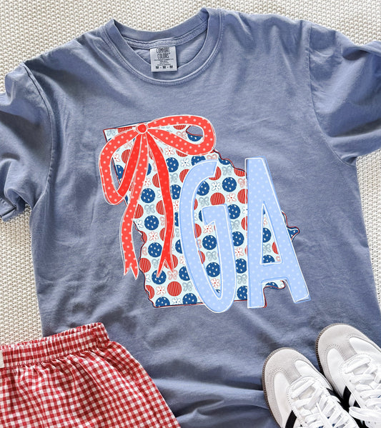 Patriotic Polka Dots Custom State DTF Tee