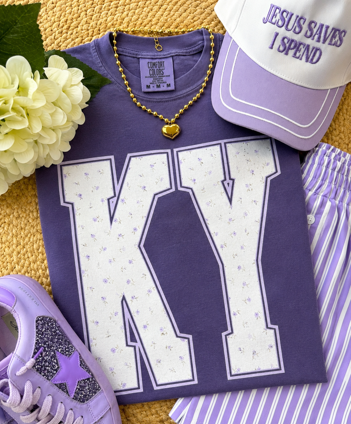 KY Purple Floral State Tee