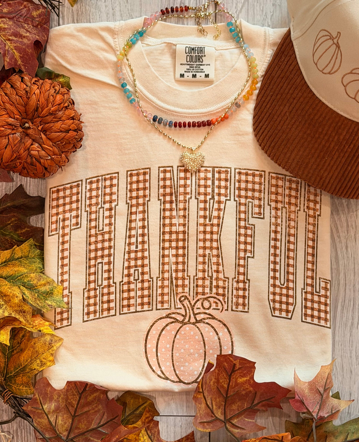 Thankful Gingham Pumpkin Tee/Long Sleeve
