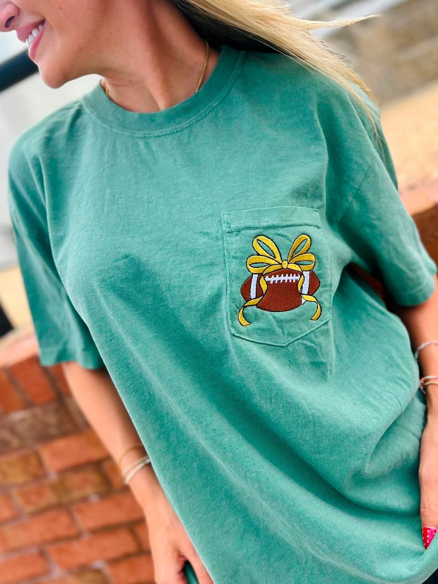 Football Preppy Ribbon GAME89 Embroider Pocket