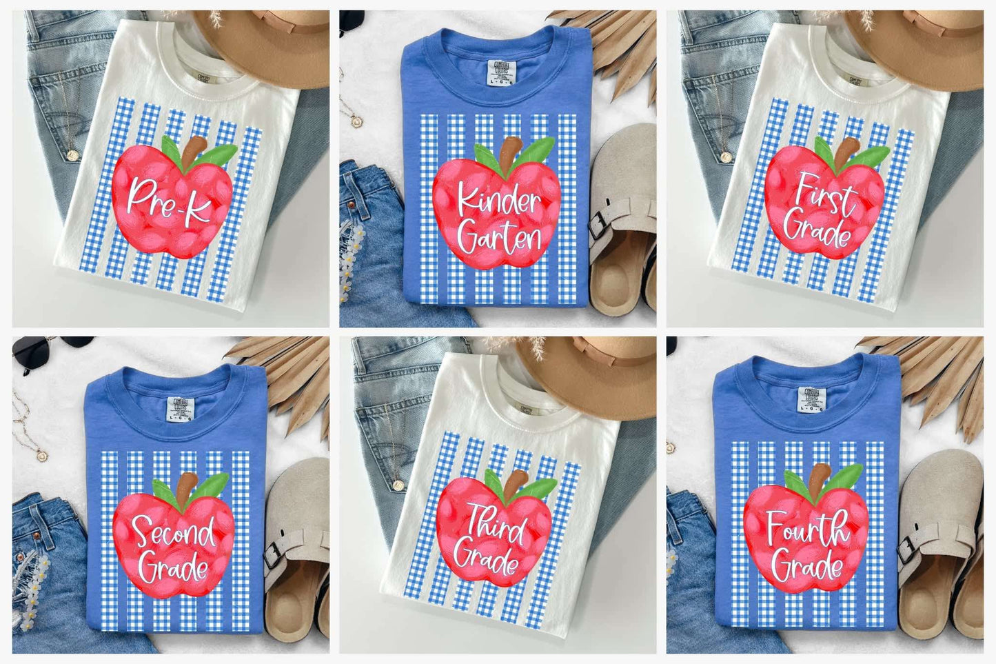 Custom Plaid Striped Apple DTF Tee