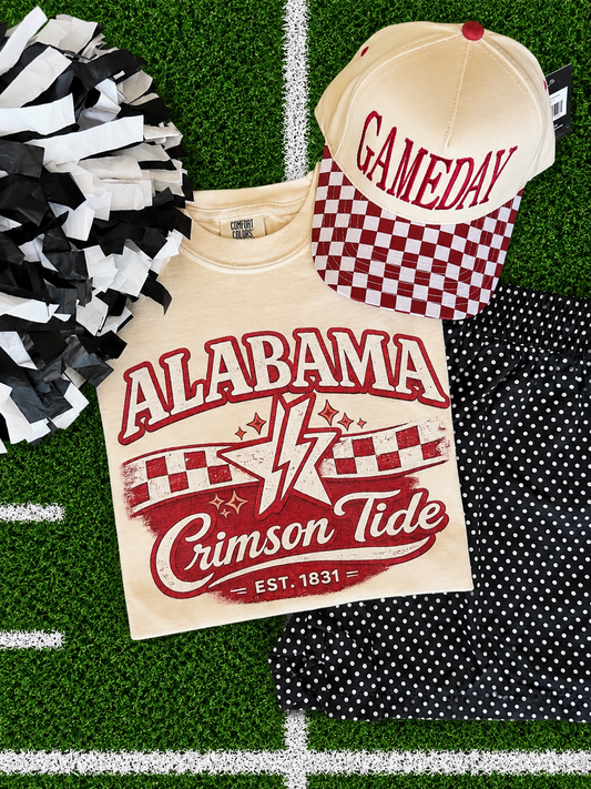 Alabama Checkered Bolt Tee