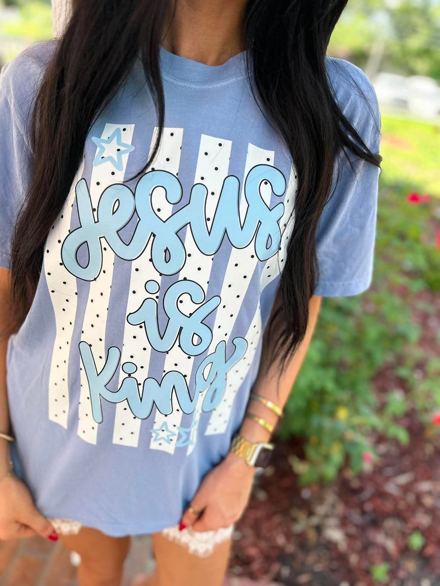Jesus Is King Stripe and Dots DTF Graphic
