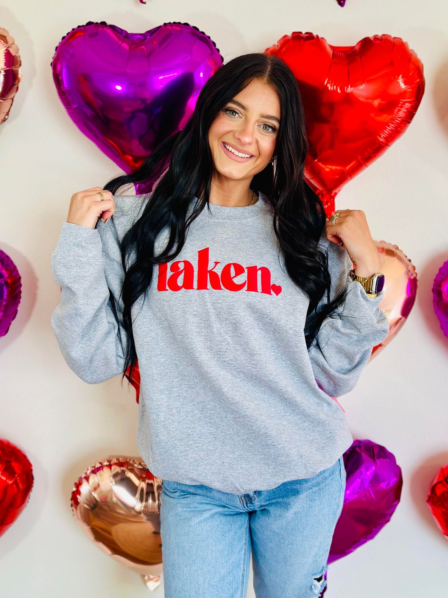 Taken Love Heart Valentine Puff Sweatshirt and Tee