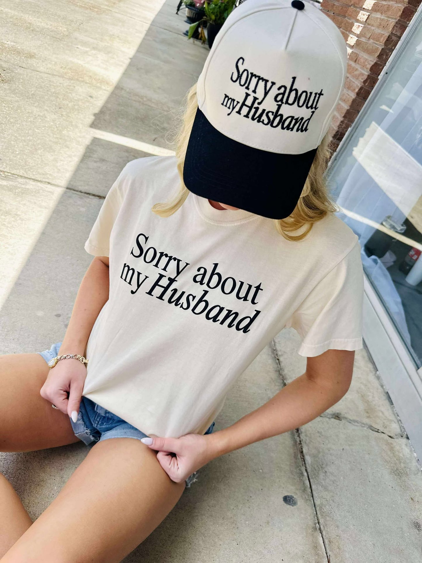 Sorry About My Husband Puff Graphic Shirt