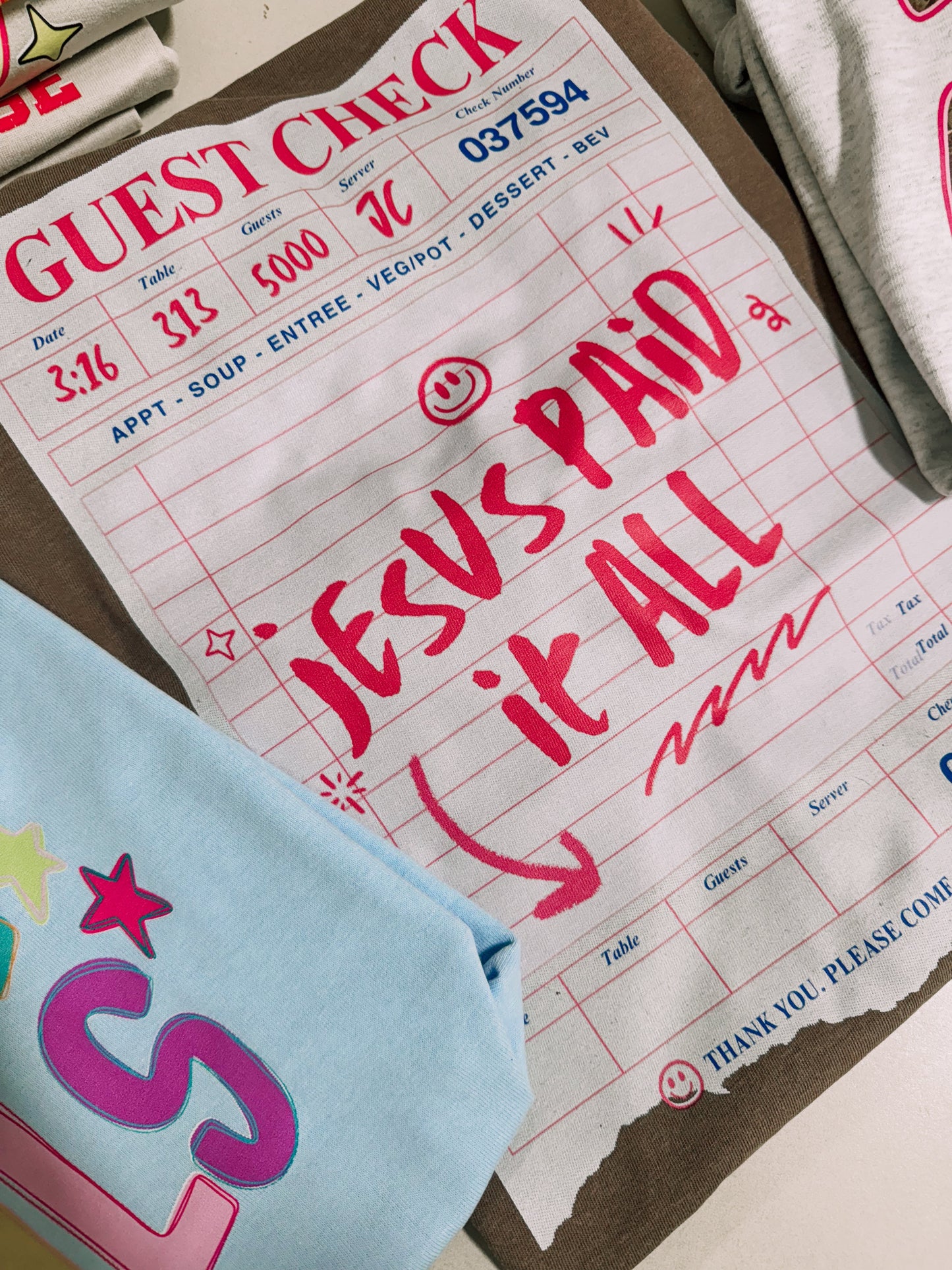 Jesus paid it all guest check tee or sweatshirt
