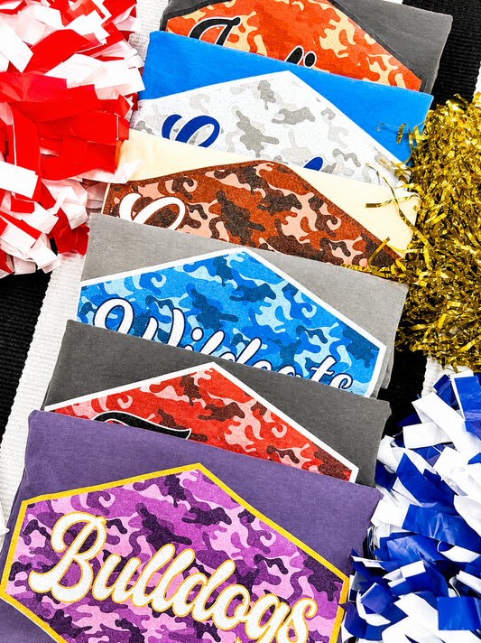 Custom School Spirit Colored Camo Tee