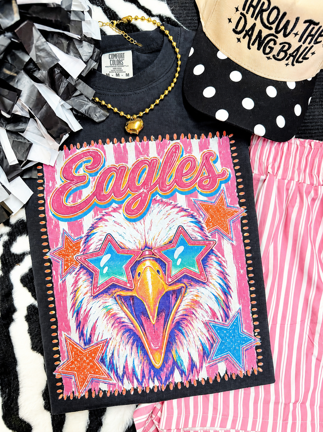 Eagles Pink Stripe Preppy Tee