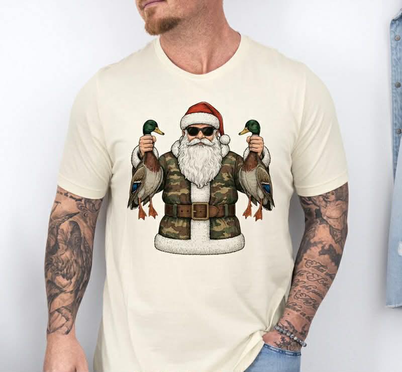 Santa Duck Hunting DTF Graphic Tee