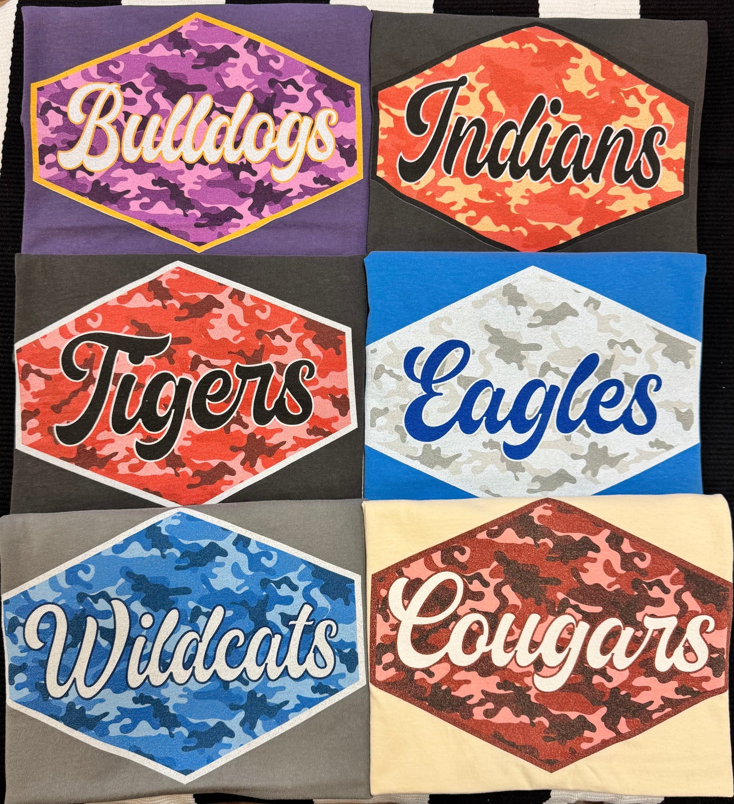 Custom School Spirit Colored Camo Tee