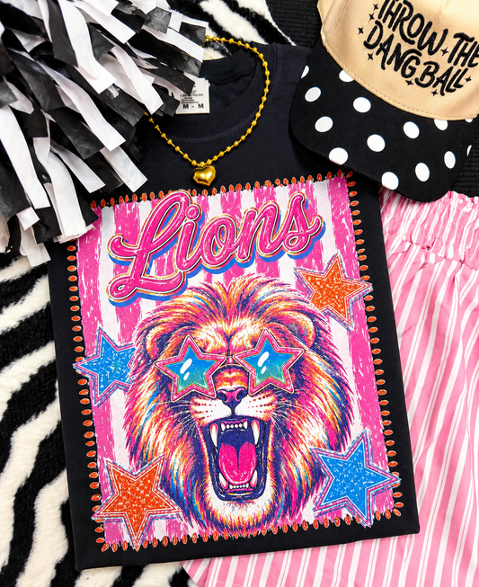 Lions Pink Stripe Preppy Tee