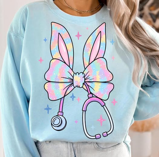 Watercolor Stethoscope Bunny Graphic