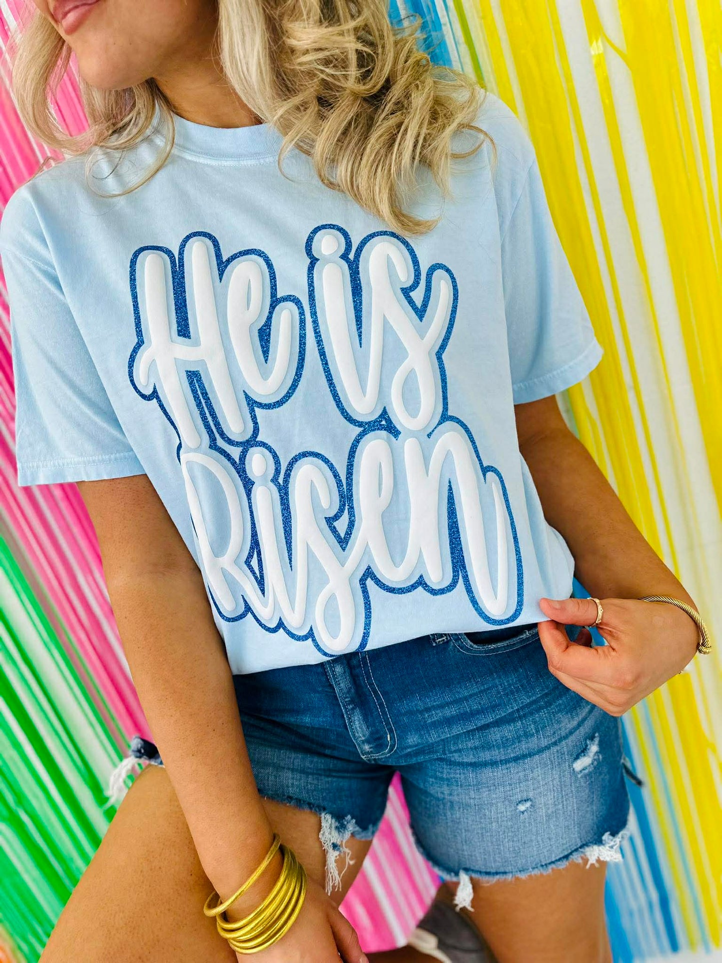 He Is Risen Double Vinyl Puff/Glitter Combo Apparel