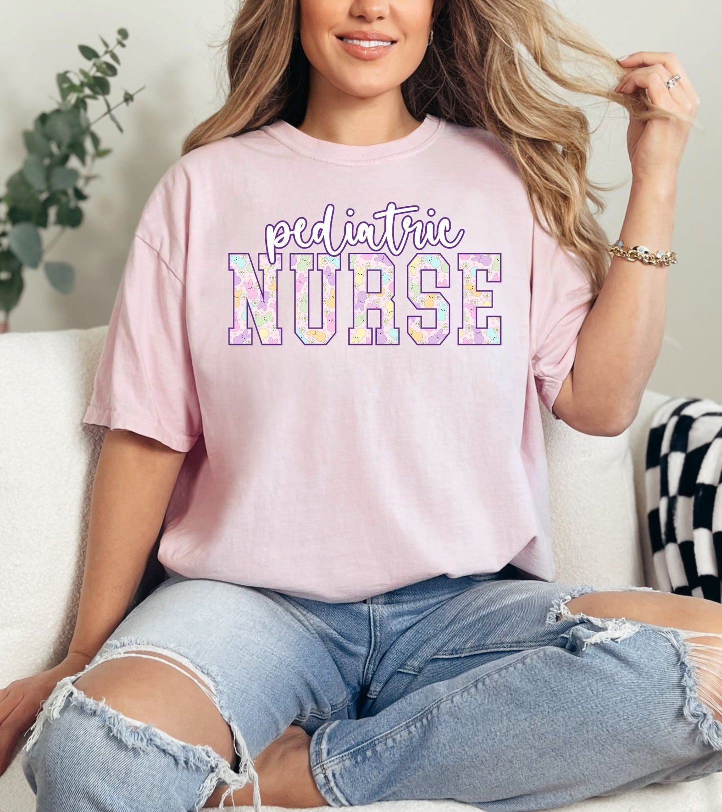 Custom Peep Pastel Inspired DTF Graphic Top