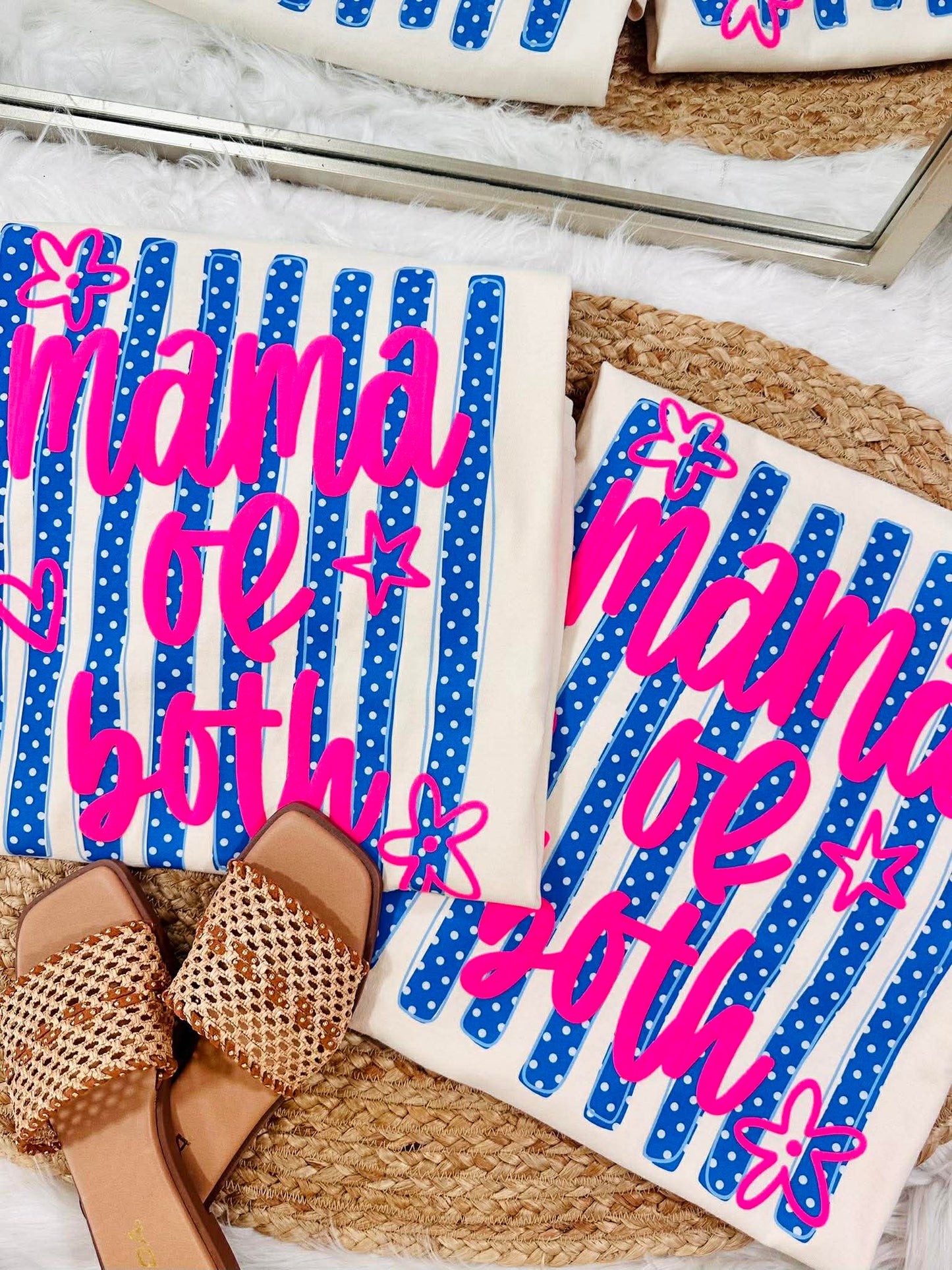 Mama of Both Striped Puff and DTF Graphic
