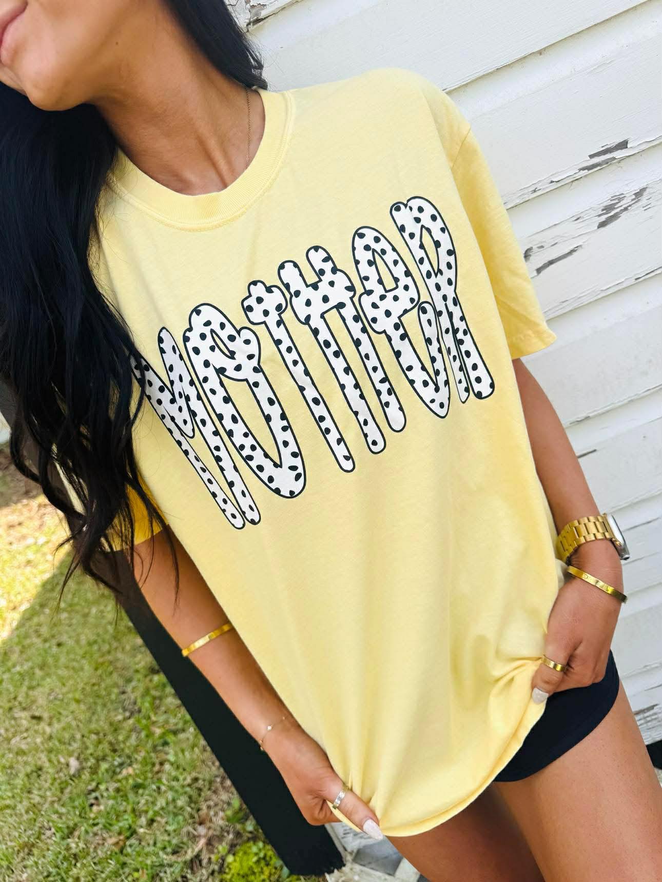 CUSTOM MOTHER FONT POLKA DOT DTF