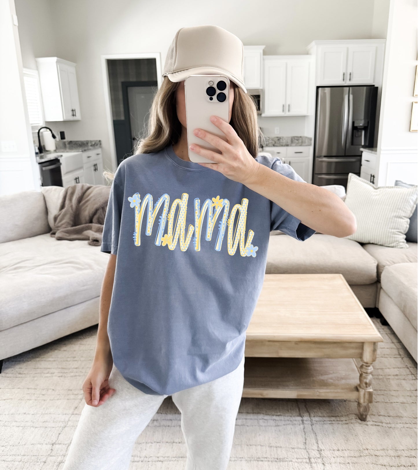 Yellow and Blue Custom Title DTF MAMA51
