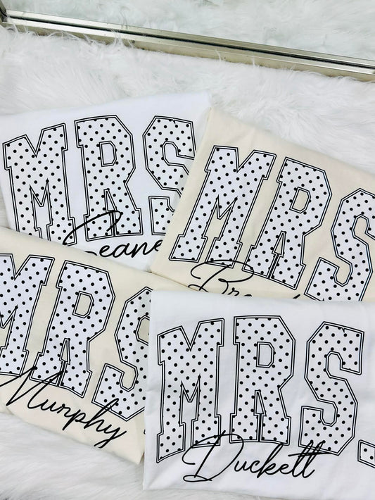 CUSTOM MRS POLKA DOT FONT DTF GRAPHIC