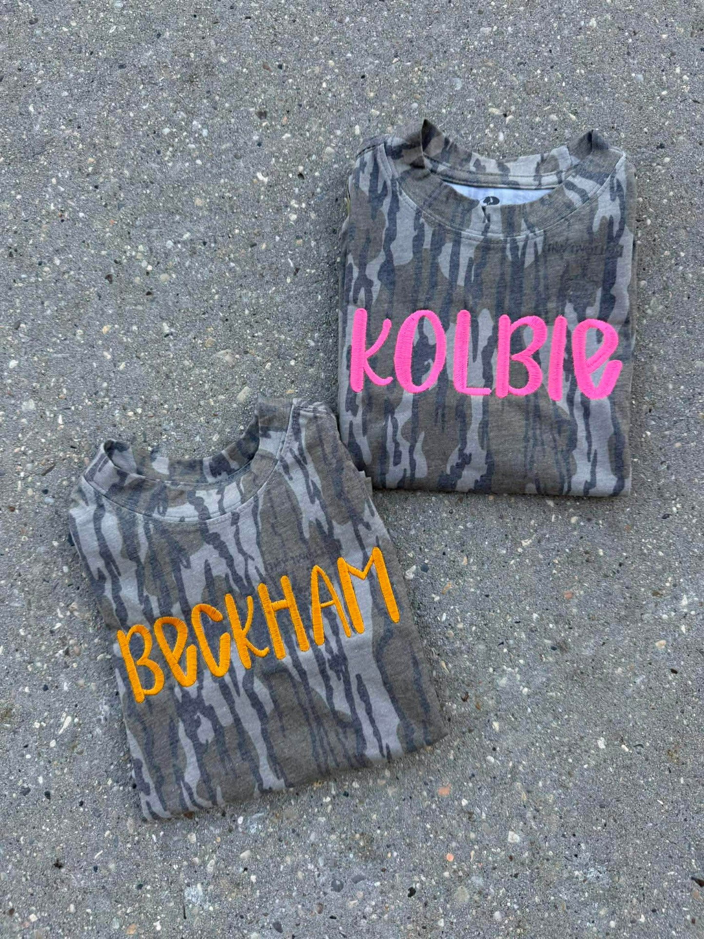 Kids Embroidered Name Camo T Shirt