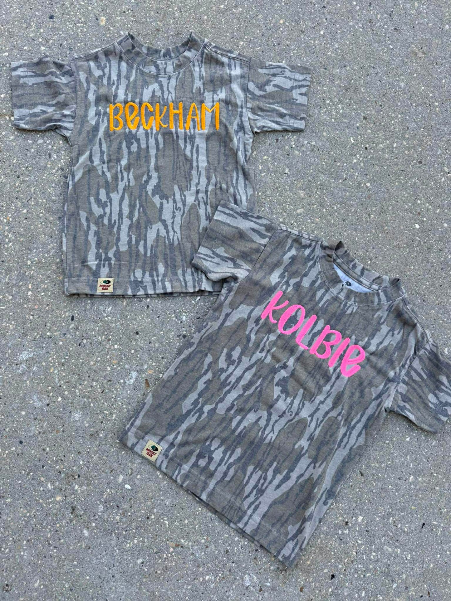 Kids Embroidered Name Camo T Shirt