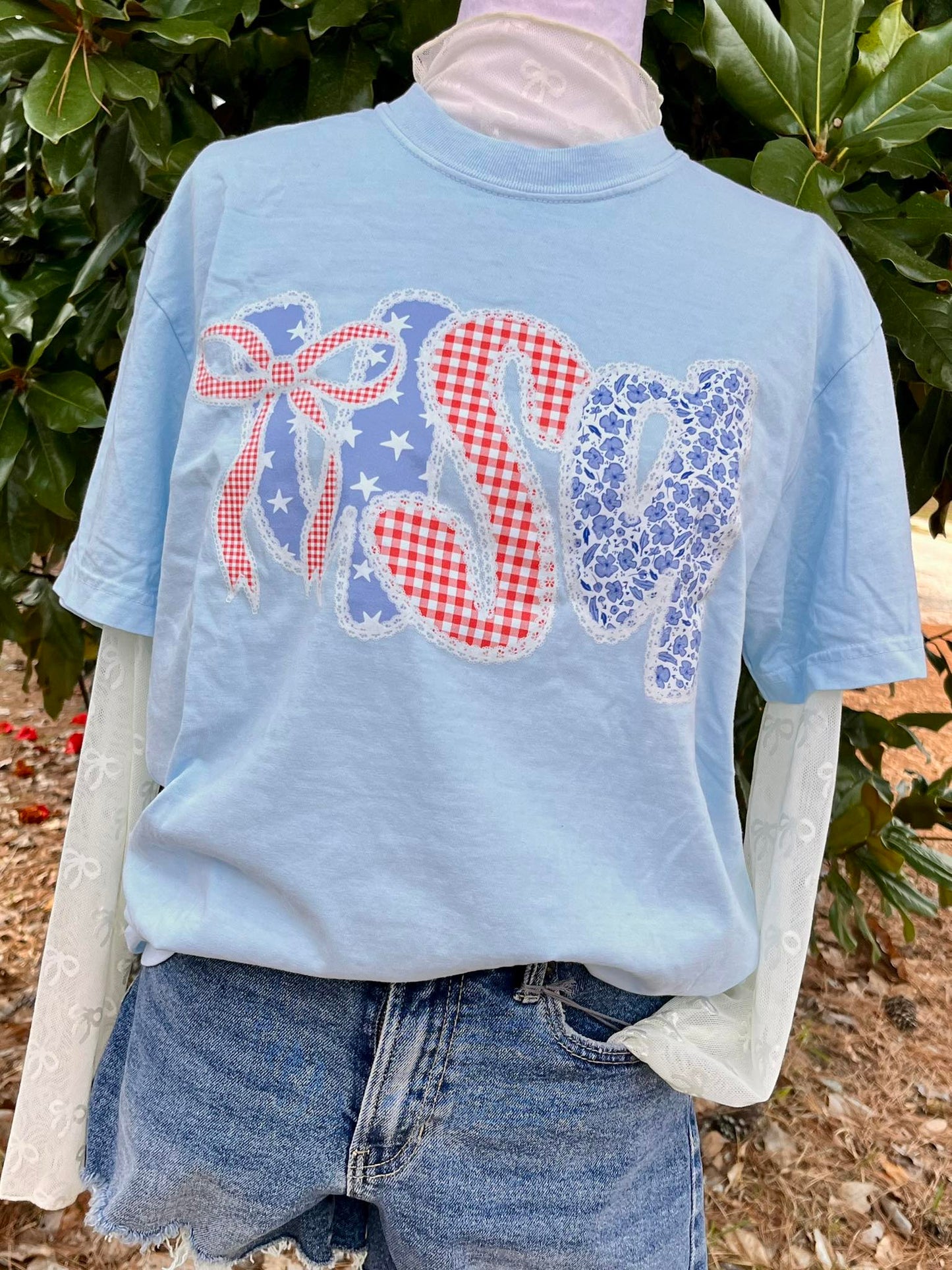 USA Lace Trim Patriotic DTF Graphic