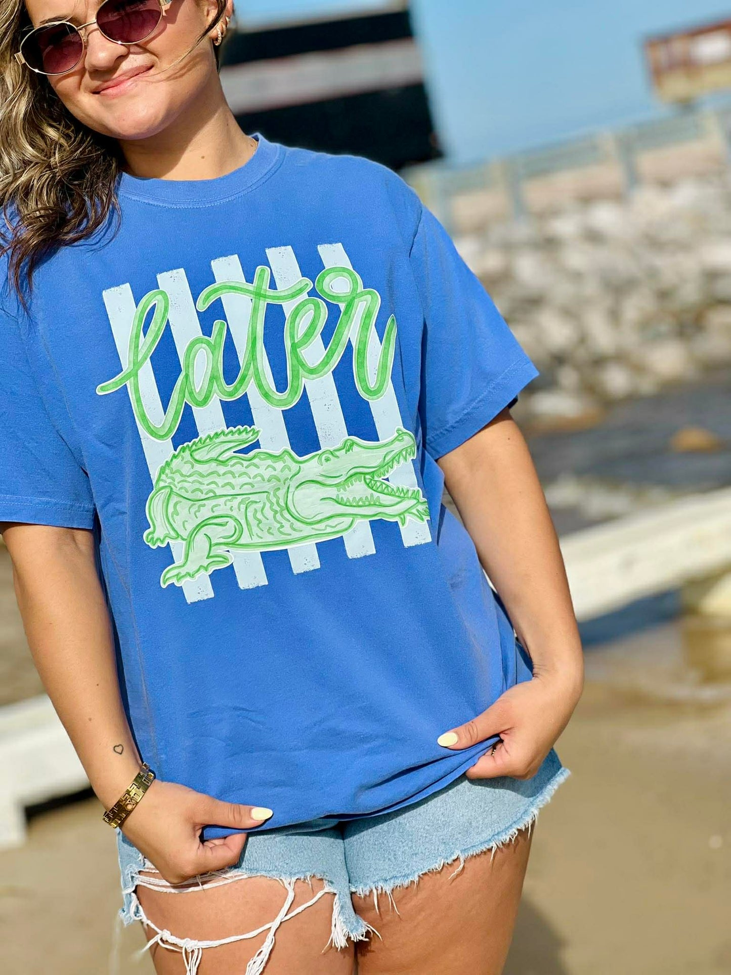 Striped Later Gator, After While Crocodile Front & Back DTF